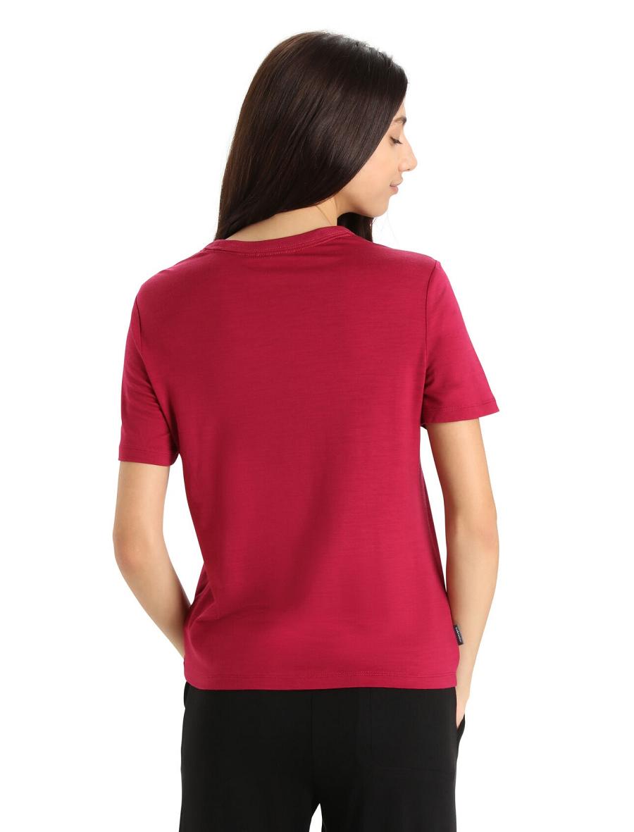 Women's Icebreaker MerinoFine™ Short Sleeve T Shirts Cherry | CA 1335UZGT